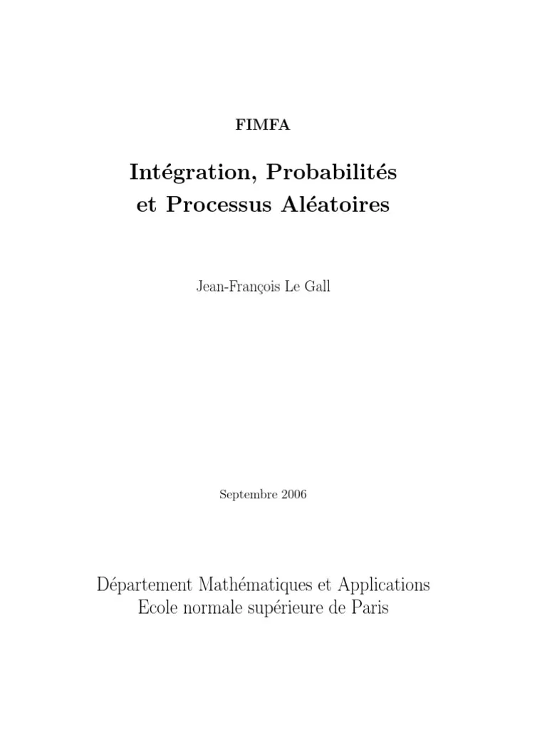 Intégration, Probabilités et Processus aléatoires